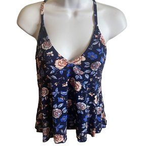 SO new with tags blue pink and white floral tank racer back size M